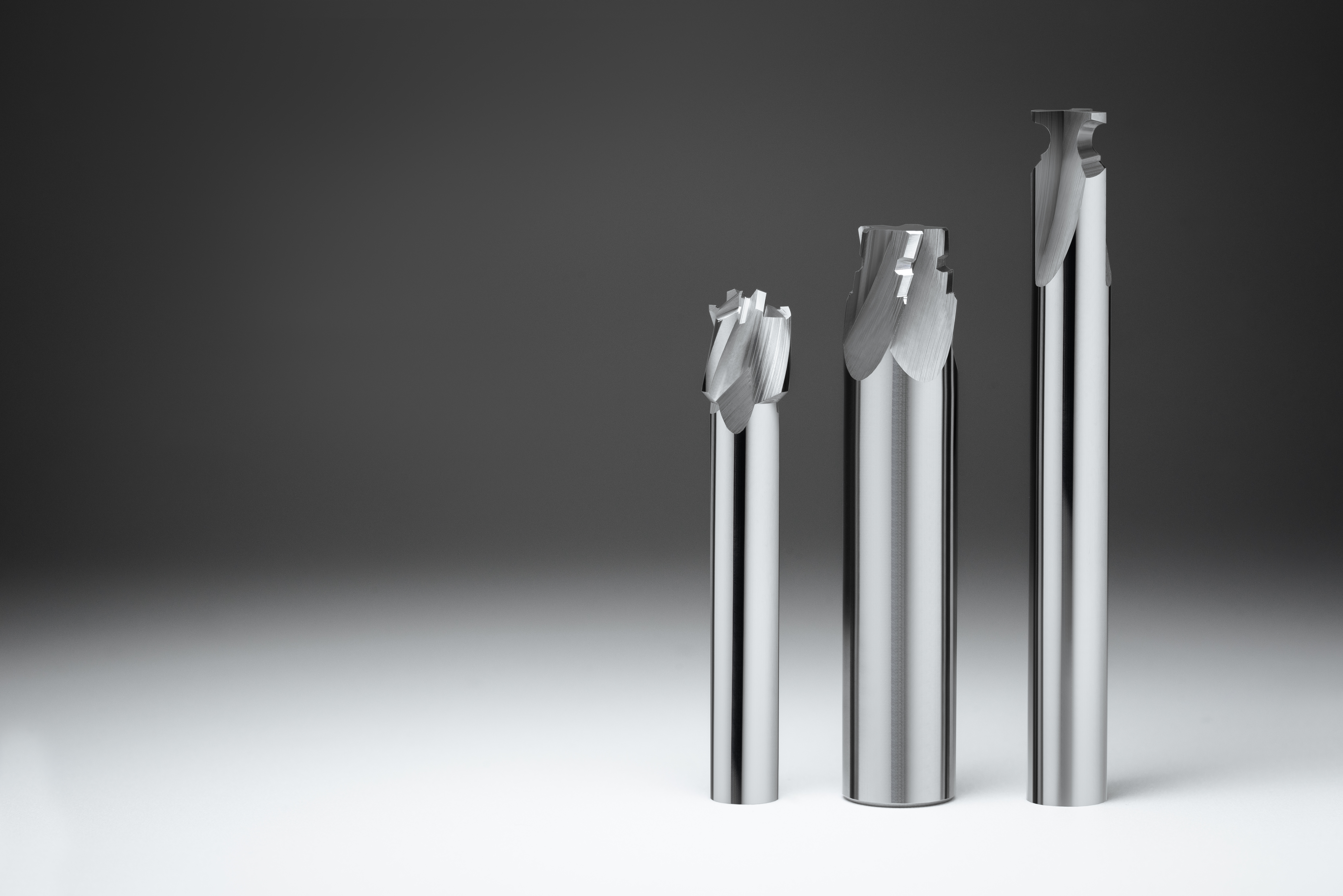 Precision metal cutting tools of different sizes and shapes, showcasing the variety and complexity of specialised machining equipment in high-precision manufacturing industries.